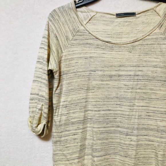 Cherish Cream & Gray Striped Half Sleeve Shirt Size Small - Picture 2 of 7